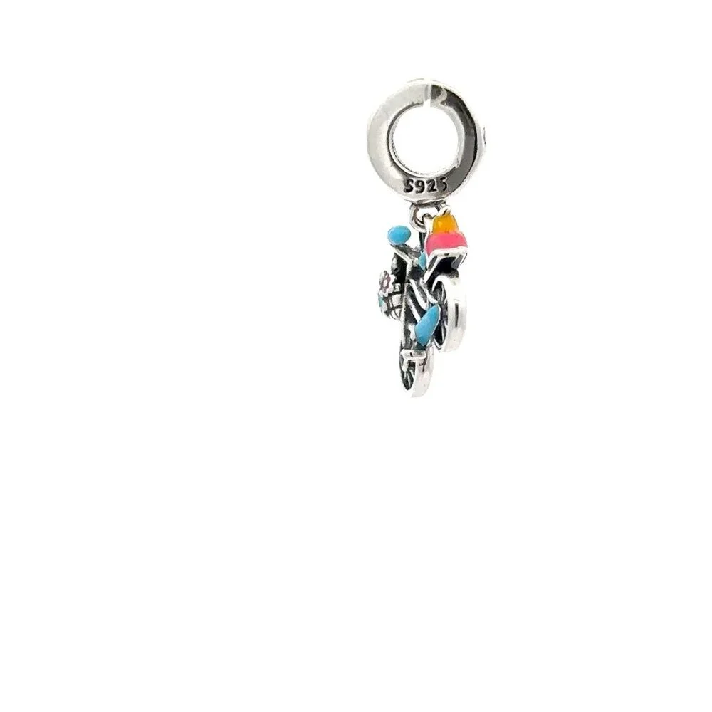 925 Sterling Silver Charm Bead For Bracelet Necklace Bike Bicycle - Picture 8 of 9